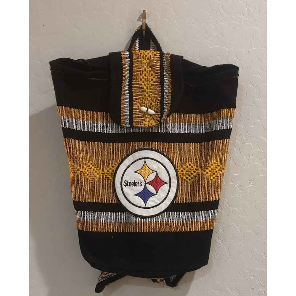 Pittsburgh Steelers Woven Mexican Baja Backpack Drawstring Boho Rucksack NFL